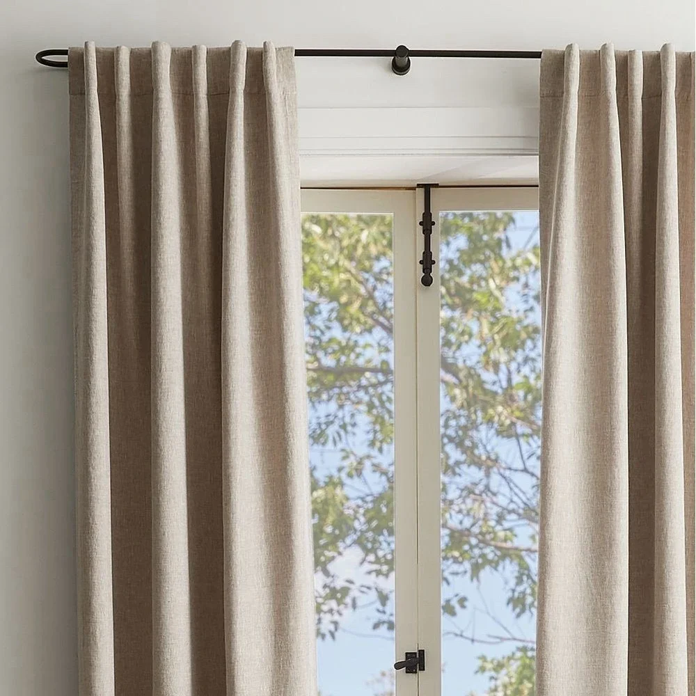 West Elm European Flax Linen Blackout Curtain 48x108 Dark Flax Brown $200 Retail